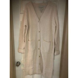 Lands’ End Button Down Tunic Wool Cashmere Sweater